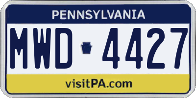 PA license plate MWD4427