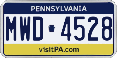PA license plate MWD4528
