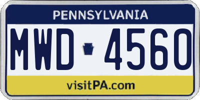 PA license plate MWD4560