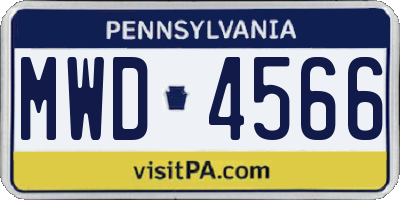 PA license plate MWD4566