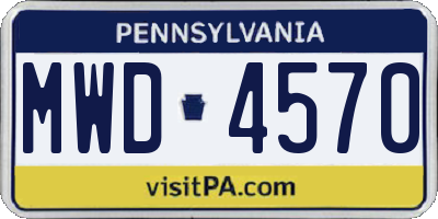 PA license plate MWD4570