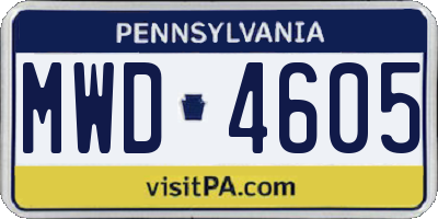 PA license plate MWD4605