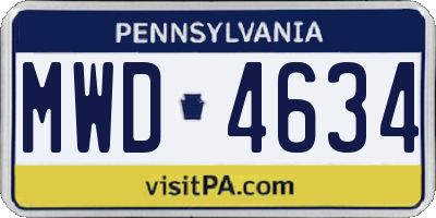 PA license plate MWD4634