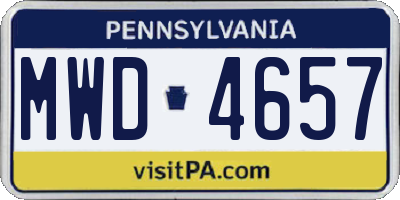PA license plate MWD4657