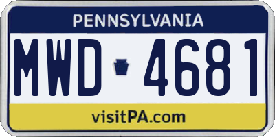 PA license plate MWD4681