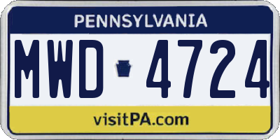 PA license plate MWD4724