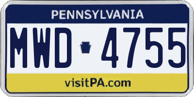 PA license plate MWD4755