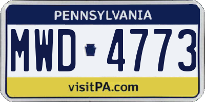 PA license plate MWD4773