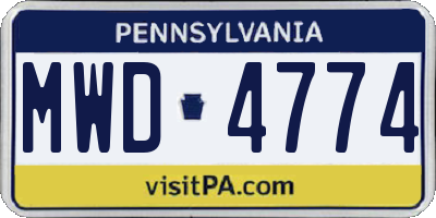 PA license plate MWD4774