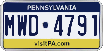 PA license plate MWD4791