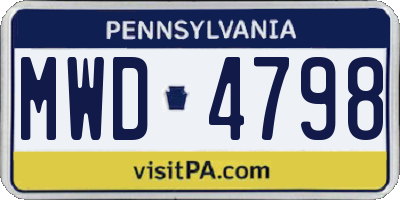 PA license plate MWD4798