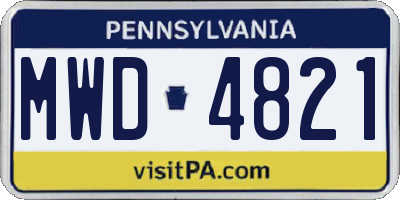 PA license plate MWD4821