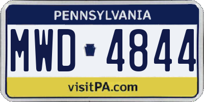 PA license plate MWD4844