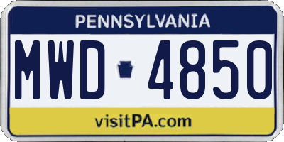 PA license plate MWD4850