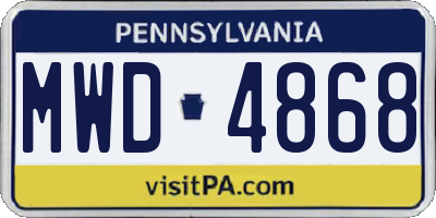 PA license plate MWD4868