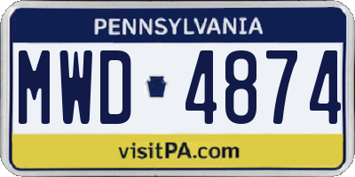 PA license plate MWD4874