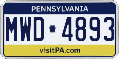 PA license plate MWD4893