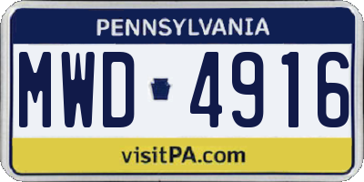 PA license plate MWD4916