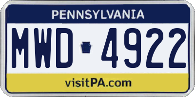 PA license plate MWD4922