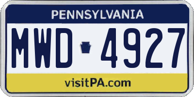 PA license plate MWD4927