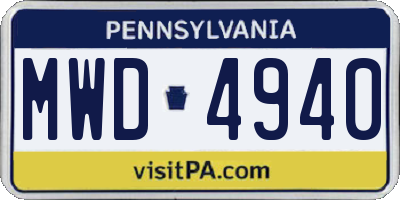 PA license plate MWD4940