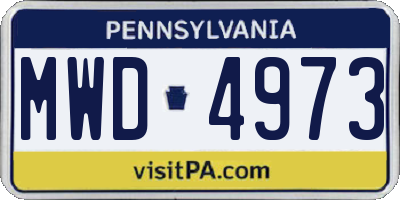 PA license plate MWD4973