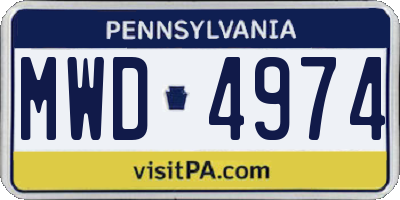 PA license plate MWD4974