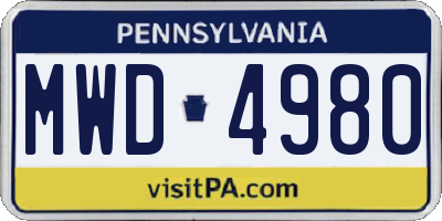 PA license plate MWD4980