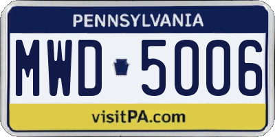 PA license plate MWD5006