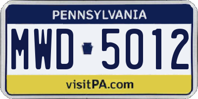 PA license plate MWD5012