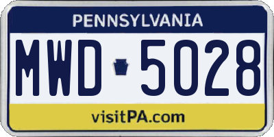 PA license plate MWD5028