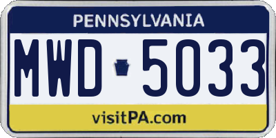 PA license plate MWD5033