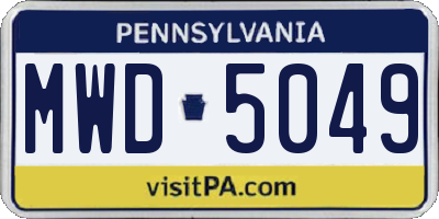 PA license plate MWD5049