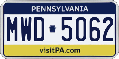 PA license plate MWD5062