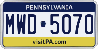 PA license plate MWD5070