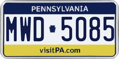 PA license plate MWD5085