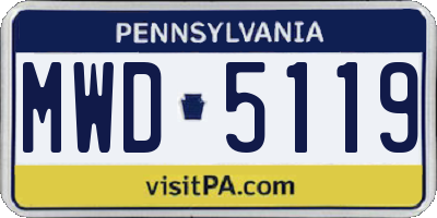 PA license plate MWD5119