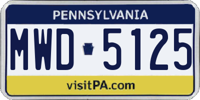 PA license plate MWD5125