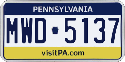 PA license plate MWD5137
