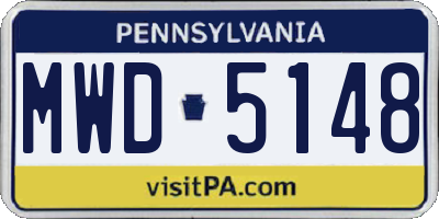 PA license plate MWD5148