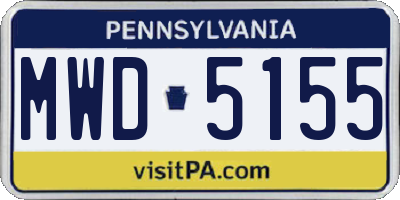 PA license plate MWD5155