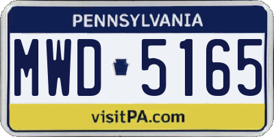 PA license plate MWD5165