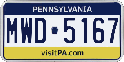 PA license plate MWD5167