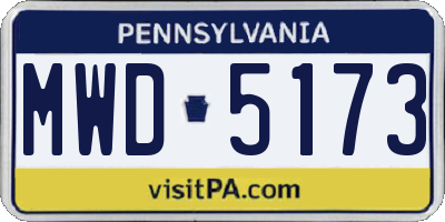 PA license plate MWD5173