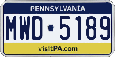 PA license plate MWD5189
