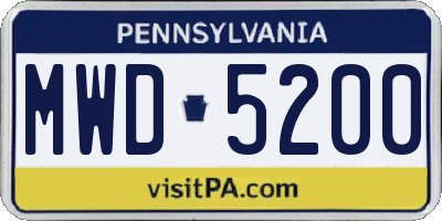 PA license plate MWD5200