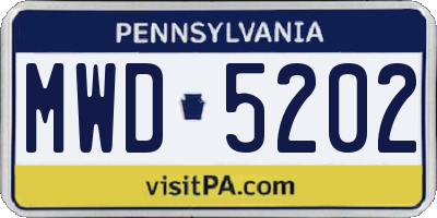 PA license plate MWD5202
