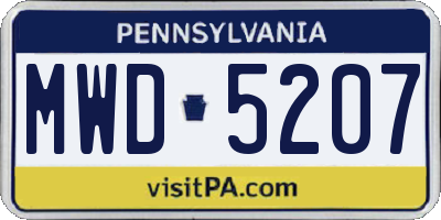 PA license plate MWD5207