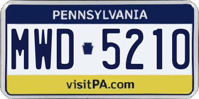 PA license plate MWD5210