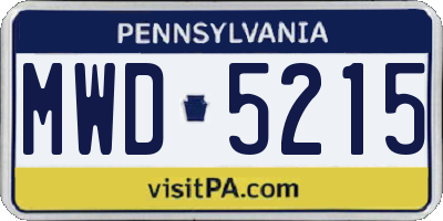 PA license plate MWD5215